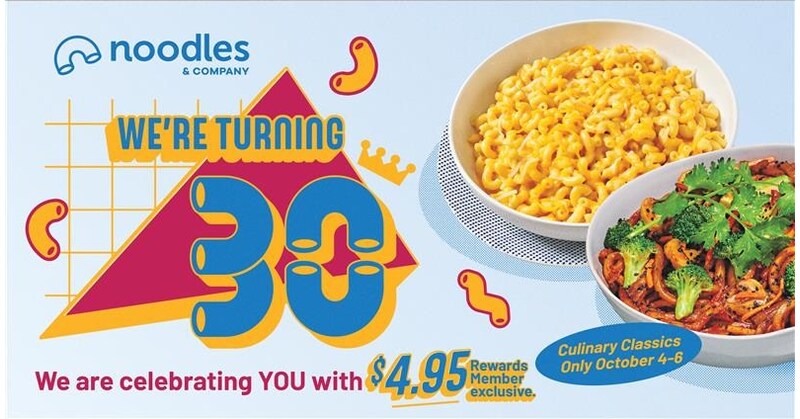 You're invited: party like it's 1995 with nostalgic prices inspired by Noodles & Company's beginnings